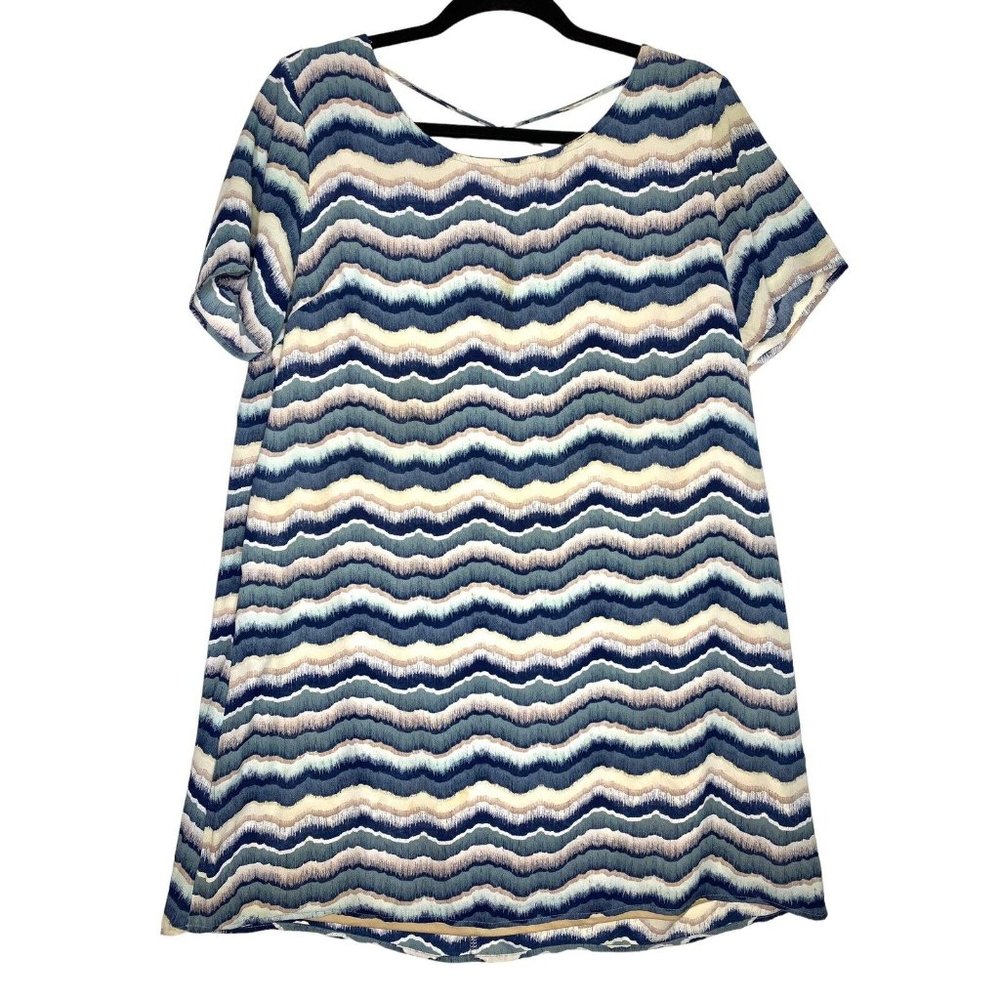 Rokoko Dress Womens Size‎ Large Multicolor Scoop Neck Short Casual Short Sleeves